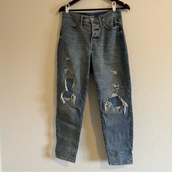 Old Navy Women's High Rise O.G Straight Patchwork Light Wash Jeans Size 6 - Picture 2 of 14